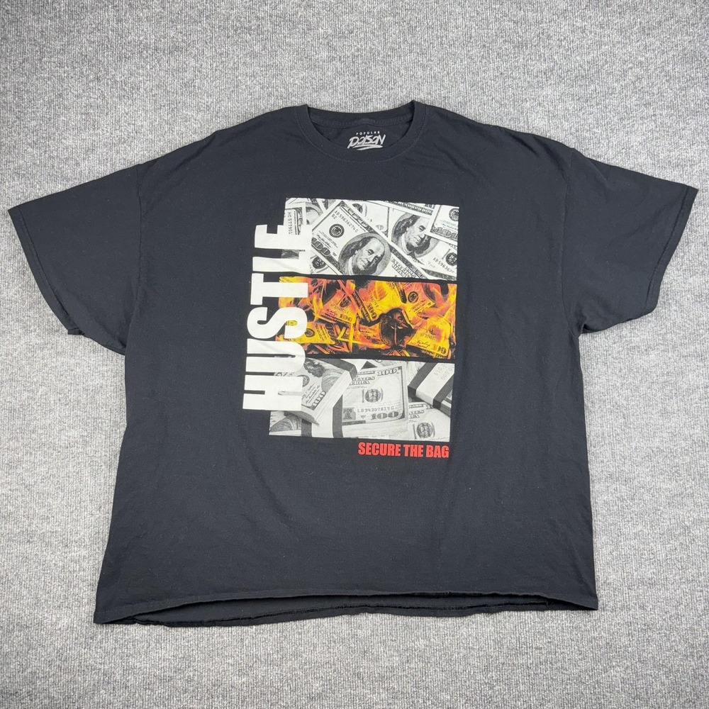 Popular Poison Shirt Mens 4XL Black Hustle Secure The Bag Money Graphic Tee